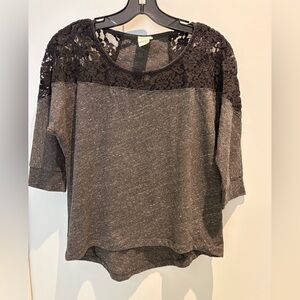 Lace Trim Gray Top